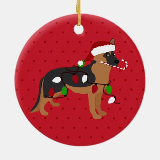 Cute German Shepherd Christmas Keramik Ornament (Hinten)