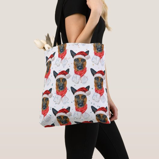 Cute German Shepherd Dog Christmas Pattern Tasche (Von Nahem)