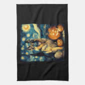 Cute German Shepherd Dog Halloween Jack O Lantern Geschirrtuch (Vertikal)