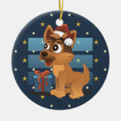 Cute German Shepherd puppy Cartoon Starry night Keramik Ornament (Vorne)