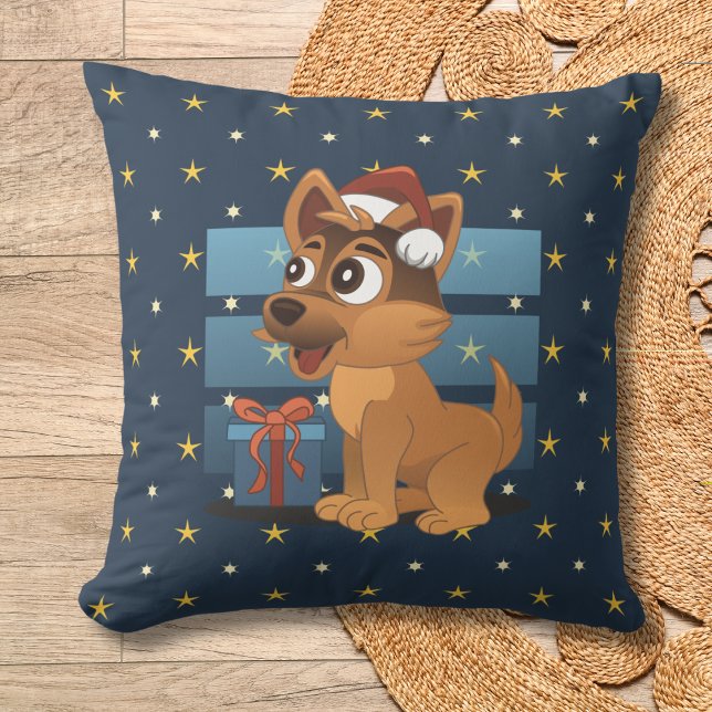 Cute German Shepherd puppy Cartoon Starry night Kissen (Von Creator hochgeladen)