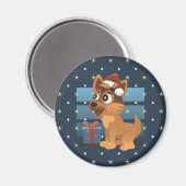 Cute German Shepherd puppy Cartoon Starry night Magnet (Vorderseite/Rückseite)