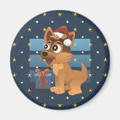 Cute German Shepherd puppy Cartoon Starry night Magnet (Vorne)