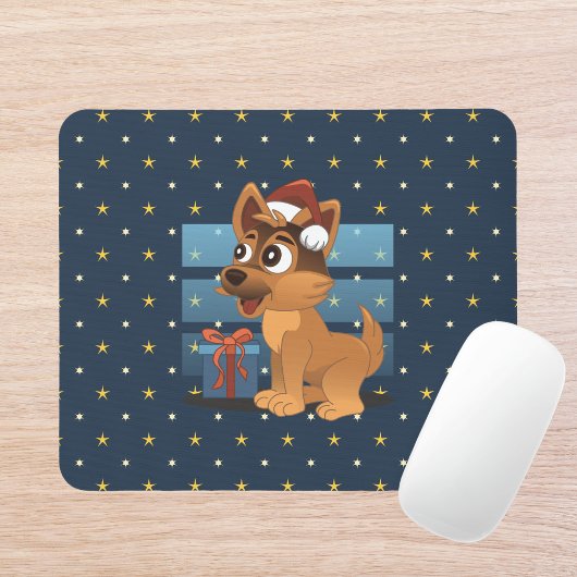 Cute German Shepherd puppy Cartoon Starry night Mousepad