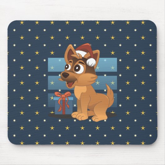 Cute German Shepherd puppy Cartoon Starry night Mousepad (Vorne)