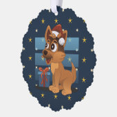 Cute German Shepherd puppy Cartoon Starry night Ornament Karte (Links)