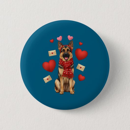 Cute German Shepherd Valentine’s Day Dog Mom - Ger Button (Vorderseite)