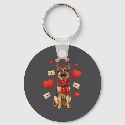 Cute German Shepherd Valentine’s Day Dog Mom - Ger Schlüsselanhänger (Vorderseite)
