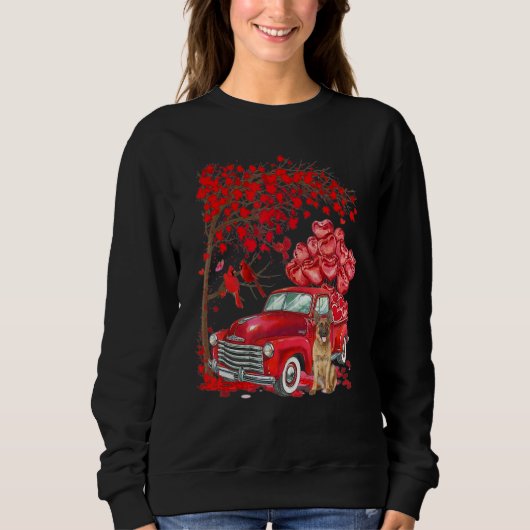 Cute German Shepherd Valentine Tree - Dogs Hearts Sweatshirt (Vorderseite)