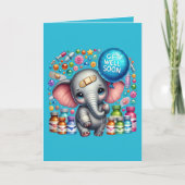 Cute get well soon elephant add message karte (Vorderseite)