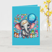 Cute get well soon elephant add message  karte (Gelbe Blume)