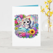 Cute get well soon kitten add message karte (Gelbe Blume)