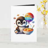 Cute get well soon penguin add message  karte (Gelbe Blume)