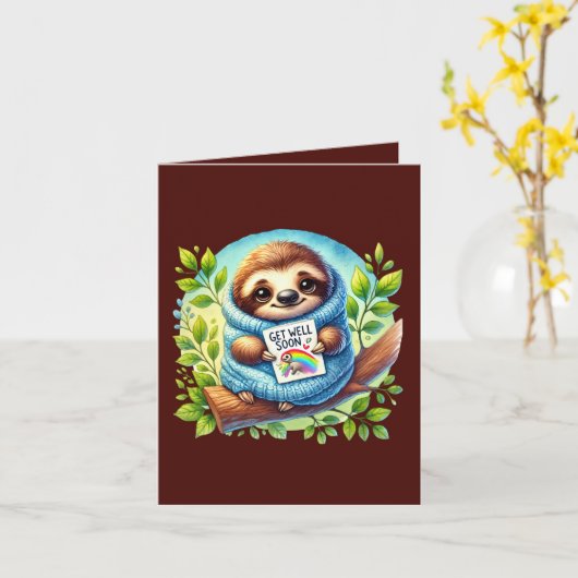 Cute get well soon sloth karte (Gelbe Blume)