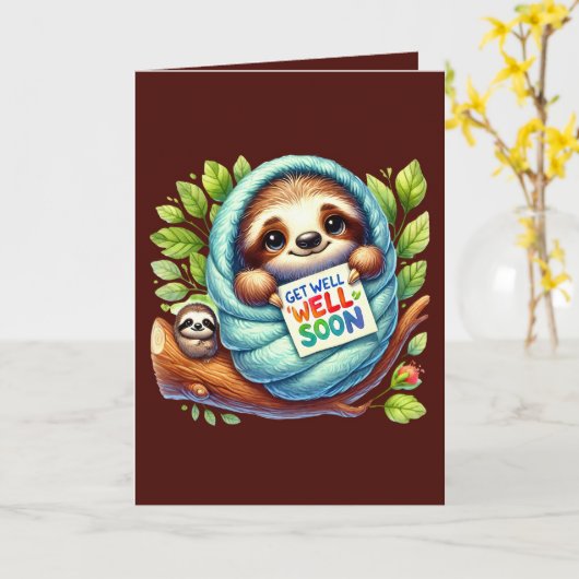 Cute get well soon sloth  karte (Gelbe Blume)