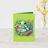 Cute get well turtle add message karte (Gelbe Blume)