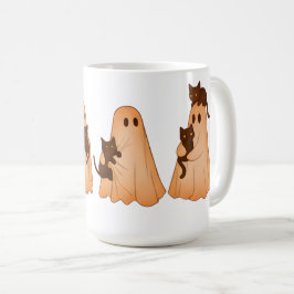 Cute Ghost and Black Cat Halloween Mug Kaffeetasse
