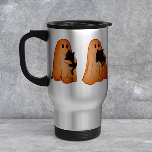 Cute Ghost and Black Cat Halloween Mug Reisebecher
