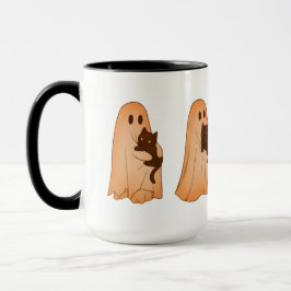 Cute Ghost and Black Cat Halloween Mug Tasse