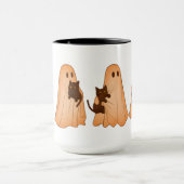 Cute Ghost and Black Cat Halloween Mug Tasse (Zentrum)