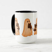 Cute Ghost and Black Cat Halloween Mug Tasse (Vorderseite Links)