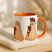 Cute Ghost and Black Cat Halloween Mug Tasse