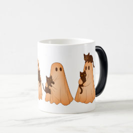 Cute Ghost and Black Cat Halloween Mug Verwandlungstasse