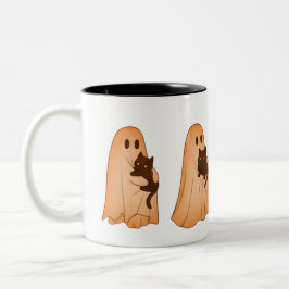 Cute Ghost and Black Cat Halloween Mug Zweifarbige Tasse