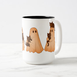 Cute Ghost and Black Cat Halloween Mug Zweifarbige Tasse
