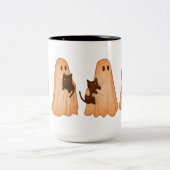 Cute Ghost and Black Cat Halloween Mug Zweifarbige Tasse (Mittel)