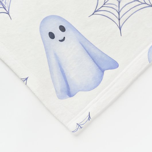 Cute Ghost and Spiderweb Halloween Fleecedecke (Ecke)