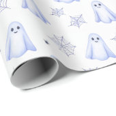 Cute Ghost and Spiderweb Halloween Geschenkpapier (Rolleneckpunkt)