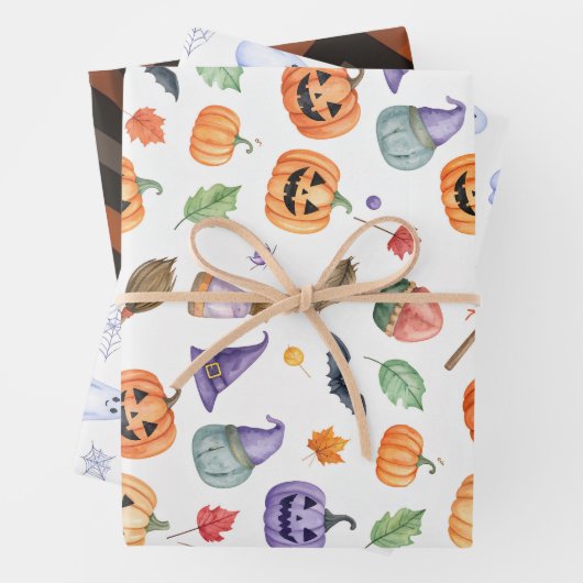 Cute Ghost and Spiderweb Halloween Geschenkpapier Set (Beispiel)