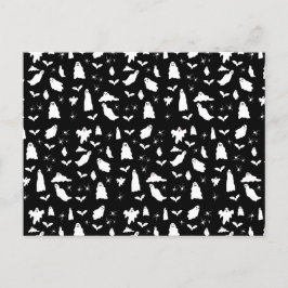 Cute Ghost, Bats & Spiders Halloween Pattern Feiertagspostkarte