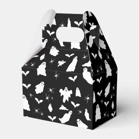 Cute Ghost, Bats & Spiders Halloween Pattern Geschenkschachtel (Rückseite)