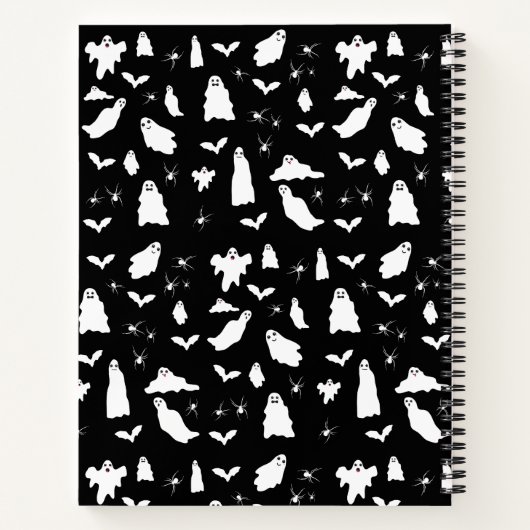 Cute Ghost, Bats & Spiders Halloween Pattern Notizblock (Rückseite)