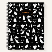 Cute Ghost, Bats & Spiders Halloween Pattern Notizblock (Vorderseite)