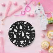 Cute Ghost, Bats & Spiders Halloween Pattern Pappteller (Party)