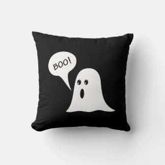 Cute Ghost BOO Halloween Black and Orange Kissen