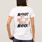 Cute Ghost 'Boo!' Halloween T-Shirt | Pink Bow (Rückseite)