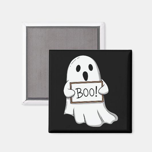 Cute Ghost BOO Sign Pin Button Magnet (Vorderseite/Rückseite)