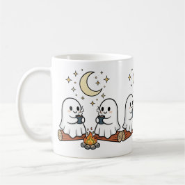 Cute Ghost Campfire Moon Spooky Season Mug Kaffeetasse