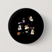 Cute Ghost Cat Reading Books Lover Bookish Hallowe Button (Vorderseite)