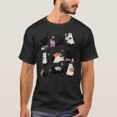 Cute Ghost Cat Reading Books Lover Bookish Hallowe T-Shirt (Vorderseite)