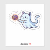 Cute Ghost Cat Spooky Halloween Kitten Magical W Aufkleber (Blatt)