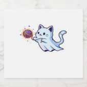 Cute Ghost Cat Spooky Halloween Kitten Magical W Schaumweinetikett (Einzelnes Label)