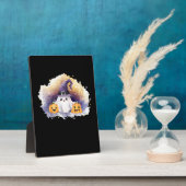 Cute Ghost Cat with Pumpkins � Kawaii Halloween Ar Fotoplatte (Seite)