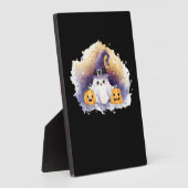 Cute Ghost Cat with Pumpkins � Kawaii Halloween Ar Fotoplatte (Seite)