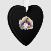 Cute Ghost Cat with Pumpkins � Kawaii Halloween Ar Ornament (Vorderseite)