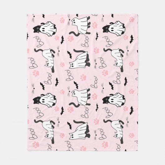 Cute Ghost Cats Halloween Fleecedecke (Vorderseite)